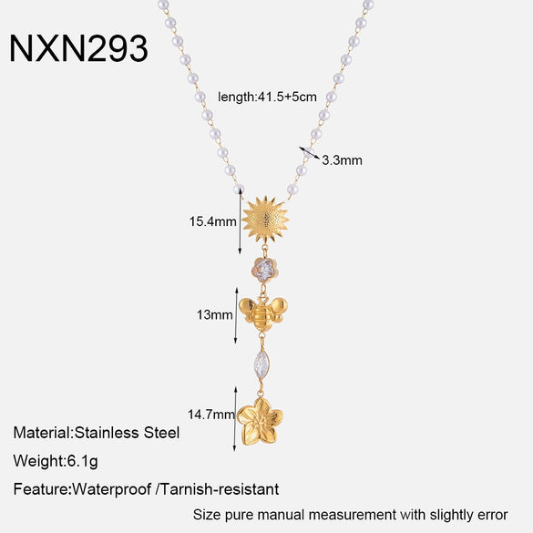 Wholesale Women's Jewelry Stainless Steel Yshaped Chain Set With Animal Zodiac Pattern Vacuum Real Gold Plated In Pvd Furnace