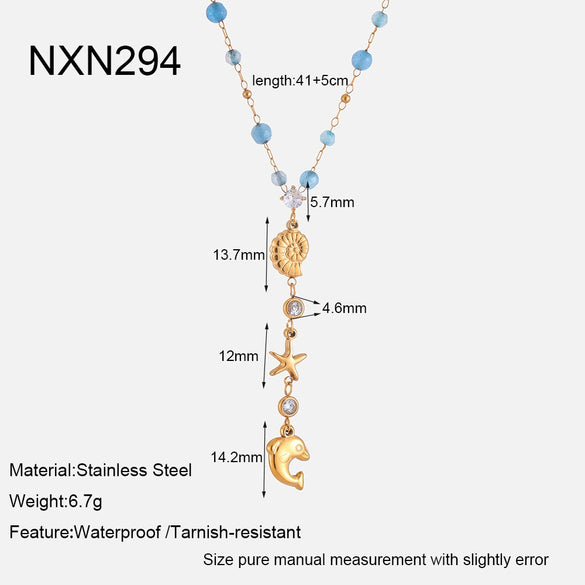 Wholesale Women's Jewelry Stainless Steel Yshaped Chain Set With Animal Zodiac Pattern Vacuum Real Gold Plated In Pvd Furnace