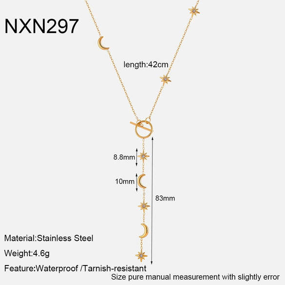 Wholesale Women's Jewelry Stainless Steel Yshaped Chain Set With Animal Zodiac Pattern Vacuum Real Gold Plated In Pvd Furnace