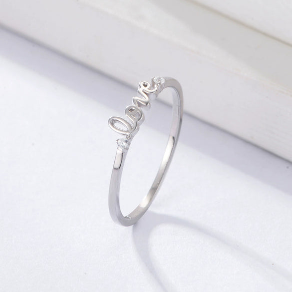 Wholesale Women's Jewelry 925 Sterling Silver English Letter Ring With Geometric Design And Electroplating Treatment