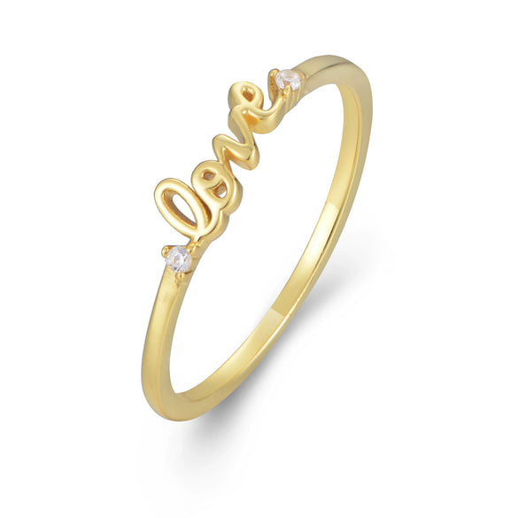 Wholesale Women's Jewelry 925 Sterling Silver English Letter Ring With Geometric Design And Electroplating Treatment
