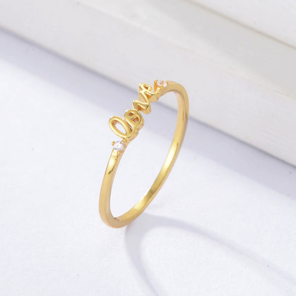 Wholesale Women's Jewelry 925 Sterling Silver English Letter Ring With Geometric Design And Electroplating Treatment