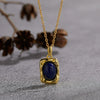 Wholesale Women's Jewelry 925 Sterling Silver Geometric Art Box Pendant Set With Gems Malachite Lapis Gold Tiger Eye Necklace Light Luxury Retro Style