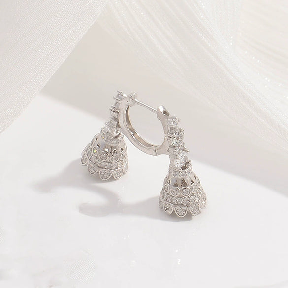 Wholesale Women's Jewelry 925 Sterling Silver Geometric Horn T Square U Shape Zirconia Earrings Light Luxury Style