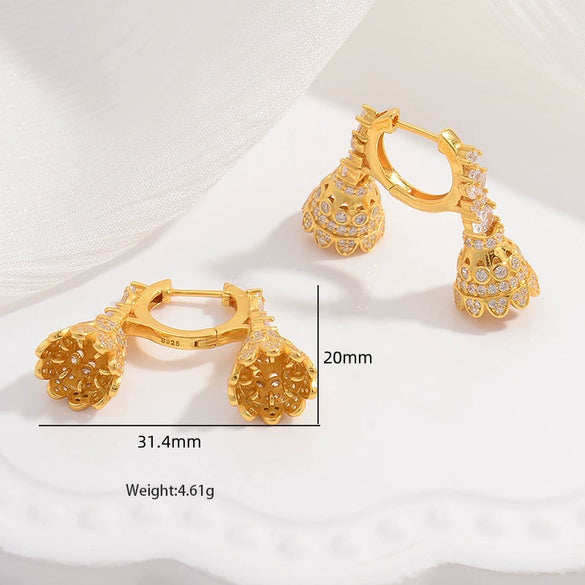 Wholesale Women's Jewelry 925 Sterling Silver Geometric Horn T Square U Shape Zirconia Earrings Light Luxury Style