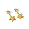 Wholesale Women's Jewelry Titanium Steel And Stainless Steel Earrings And Necklace Set With Starfish Marine Organisms Pattern Ochain Electroplated With Vacuum Real Gold In Furnace