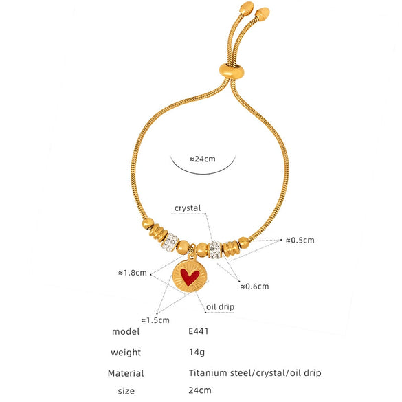 Wholesale Women's Jewelry 316L Stainless Steel Exaggerated Eyes Pendant Bracelet With Geometric Pattern And Dripping Oil Design