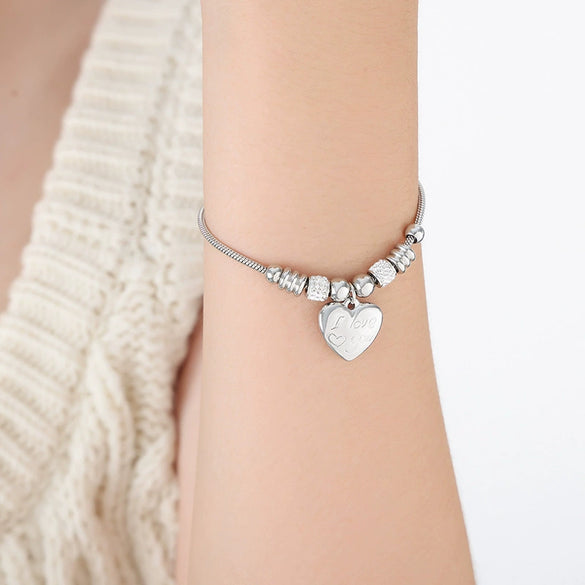 Wholesale Women's Jewelry 316L Stainless Steel Exaggerated Eyes Pendant Bracelet With Geometric Pattern And Dripping Oil Design