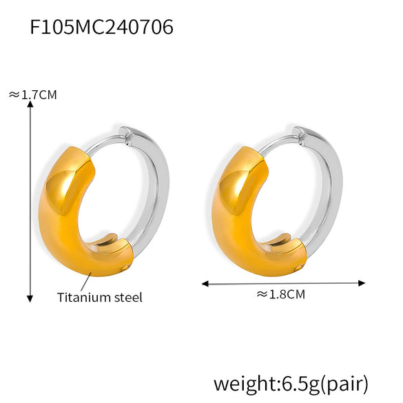 Wholesale Women's Jewelry 316L Stainless Steel Geometric Color Matching Gold Plated Ear Buckle