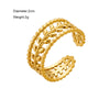 Wholesale Women's Jewelry Titanium Steel Geometric Leaves Open Adjustable Ring Electroplating