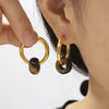 Wholesale Women's Jewelry 316L Stainless Steel Gold Plated Geometric Pendant Earrings