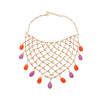 Wholesale Women's Jewelry Zinc Alloy Geometric Pendant Multilayer Necklace With Mixed Gemstone Setting And Electroplating