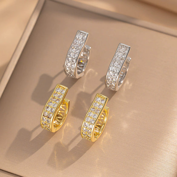Wholesale Women's Joker Copper Zircon Earrings With Heart Shape Real Gold Electroplated Cold Style High Grade Sense Niche Design