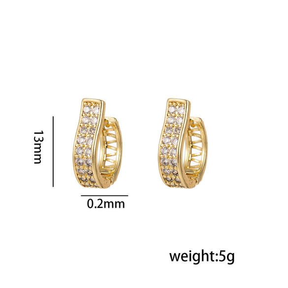 Wholesale Women's Joker Copper Zircon Earrings With Heart Shape Real Gold Electroplated Cold Style High Grade Sense Niche Design