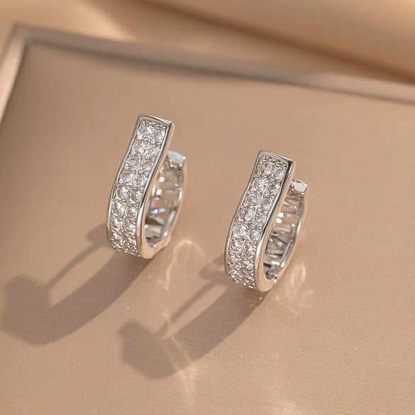 Wholesale Women's Joker Copper Zircon Earrings With Heart Shape Real Gold Electroplated Cold Style High Grade Sense Niche Design