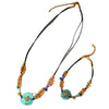 Wholesale Women's 18K Electroplated Natural Stone Turquoise Pendant Necklace With Rubber Band Chain