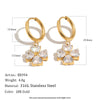 Wholesale Women's 18K Electroplated Stainless Steel Flower Ear Clips Earrings Highend Style
