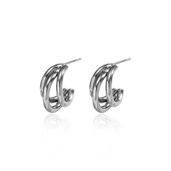 Wholesale Women's 18K Gold Electroplated Geometric Stainless Steel Stud Earrings Light Luxury Style