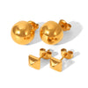 Wholesale Women's 18K Gold Electroplated Simple Geometric Stainless Steel Earrings
