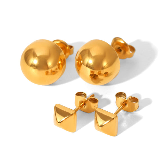 Wholesale Women's 18K Gold Electroplated Simple Geometric Stainless Steel Earrings
