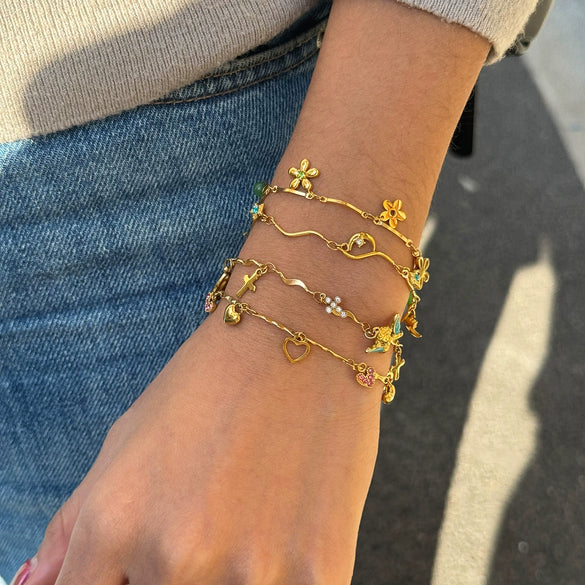 Wholesale Women's 18K Gold Electroplated Stainless Steel Geometric Cross Chain Bracelet In Ins Style