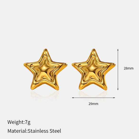 Wholesale Women's 18K Gold Electroplated Star Earrings With Light Luxury Style