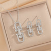 Wholesale Women's 18K Gold Electroplated Zircon Inlaid Horseshoe Buckle Pig Nose Pendant And Earrings Set Made Of Environmentally Friendly Copper Light Luxury Accessories