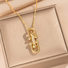 Wholesale Women's 18K Gold Electroplated Zircon Inlaid Horseshoe Buckle Pig Nose Pendant And Earrings Set Made Of Environmentally Friendly Copper Light Luxury Accessories