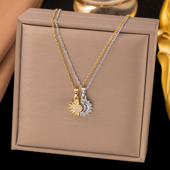 Wholesale Women's 18K Gold Geometric Celestial Sun And Moon Ring Set With Environmentally Friendly Electroplating