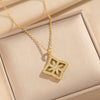 Wholesale Women's 18K Gold Plated Copper Zircon Rhombus Flower O Word Chain Necklace Light Luxury Jewelry