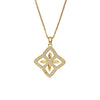 Wholesale Women's 18K Gold Plated Copper Zircon Rhombus Flower O Word Chain Necklace Light Luxury Jewelry