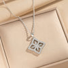 Wholesale Women's 18K Gold Plated Copper Zircon Rhombus Flower O Word Chain Necklace Light Luxury Jewelry