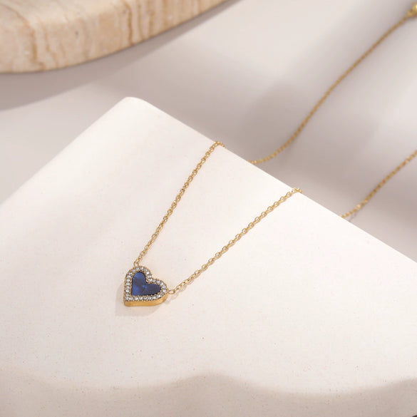 Wholesale Women's 18K Gold Plated Geometric Stainless Steel Heart Pendant Necklace