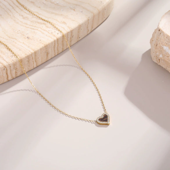 Wholesale Women's 18K Gold Plated Geometric Stainless Steel Heart Pendant Necklace