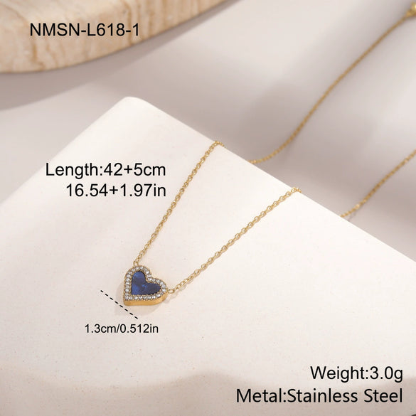 Wholesale Women's 18K Gold Plated Geometric Stainless Steel Heart Pendant Necklace