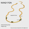 Wholesale Women's 18K Gold Plated Geometric Stainless Steel Zircon Flat Snake Chain Necklace