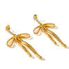 Wholesale Women's 18K Gold Plated Stainless Steel Bow Pendant Earrings With Geometric Styling And Electroplating Treatment