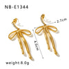 Wholesale Women's 18K Gold Plated Stainless Steel Bow Pendant Earrings With Geometric Styling And Electroplating Treatment
