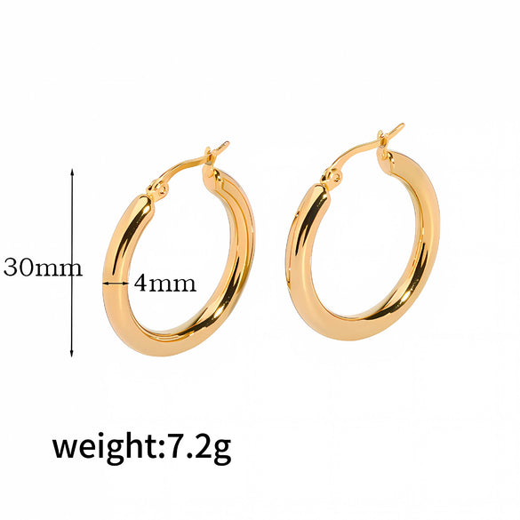 Wholesale Women's 18K Gold Plated Stainless Steel Exaggerated Circle Hollow Geometric Earrings With Electroplating