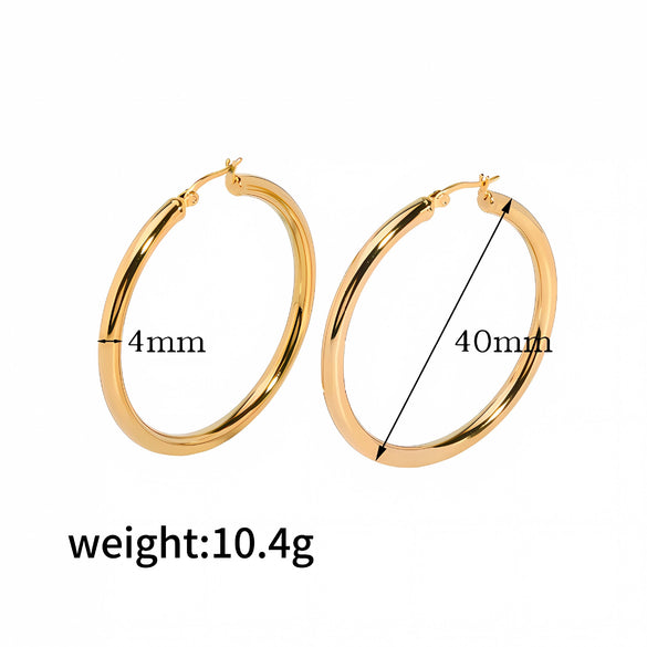 Wholesale Women's 18K Gold Plated Stainless Steel Exaggerated Circle Hollow Geometric Earrings With Electroplating