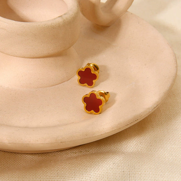 Wholesale Women's 18K Gold Plated Stainless Steel Flower Earrings