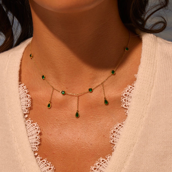 Wholesale Women's 18K Gold Plated Stainless Steel Geometric Drop Shape Tassel Necklace