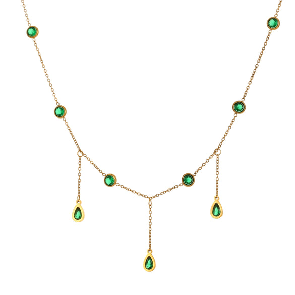 Wholesale Women's 18K Gold Plated Stainless Steel Geometric Drop Shape Tassel Necklace