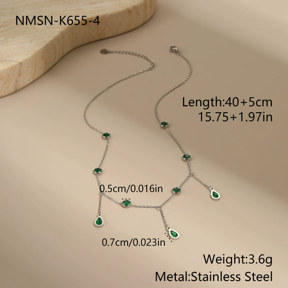 Wholesale Women's 18K Gold Plated Stainless Steel Geometric Drop Shape Tassel Necklace
