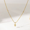Wholesale Women's 18K Gold Plated Stainless Steel Geometric Mini Cross Pendant Necklace With Oshaped Chain