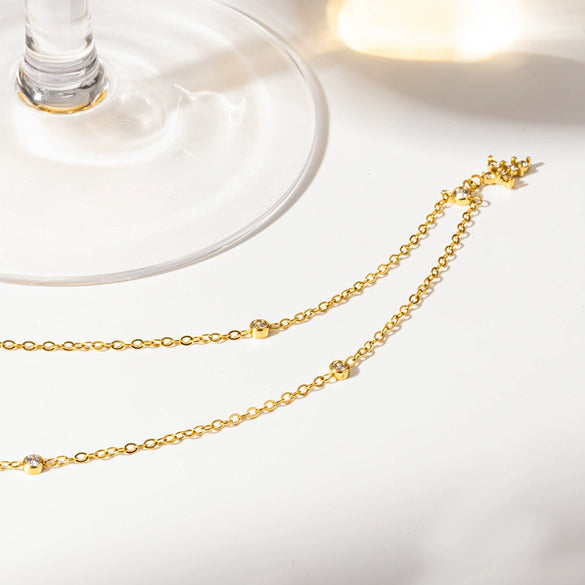 Wholesale Women's 18K Gold Plated Stainless Steel Geometric Mini Cross Pendant Necklace With Oshaped Chain