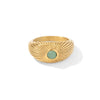 Wholesale Women's 18K Gold Plated Stainless Steel Sun Shaped Ring Set With Natural Green Stone Punk Style