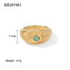 Wholesale Women's 18K Gold Plated Stainless Steel Sun Shaped Ring Set With Natural Green Stone Punk Style