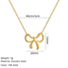 Wholesale Women's 18K Gold Plated Titanium Steel Bow Pendant Oshaped Chain Necklace With Vacuum Electroplating In Furnace