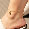 Wholesale Women's 18K Gold Plated Titanium Steel Geometric Lily Of The Valley Pendant Anklet Fashion Jewelry